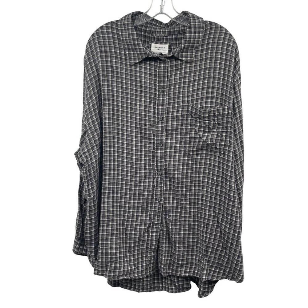 American Eagle Mens Plaid Button Up Shirt Multicolor Size XXL